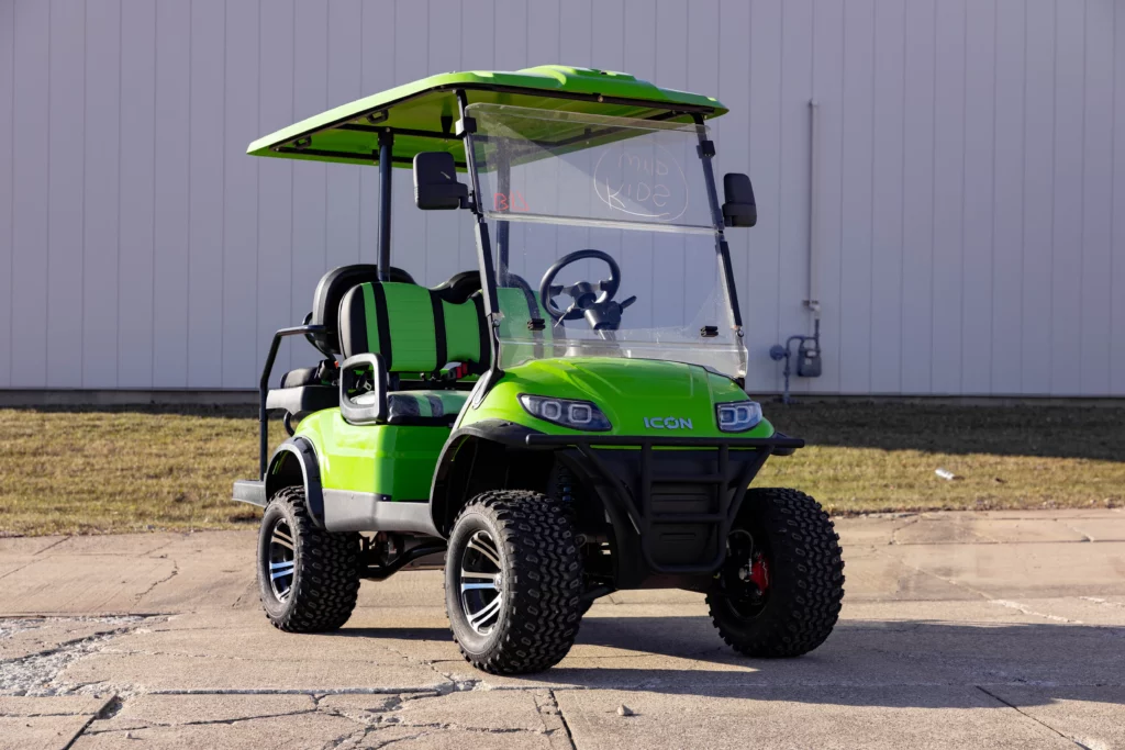 lime green golf cart