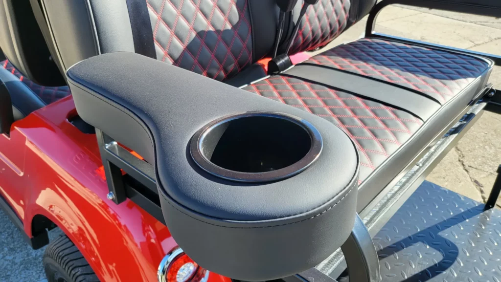 new golf cart with cupholders on seat