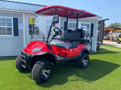 red and black golf cart