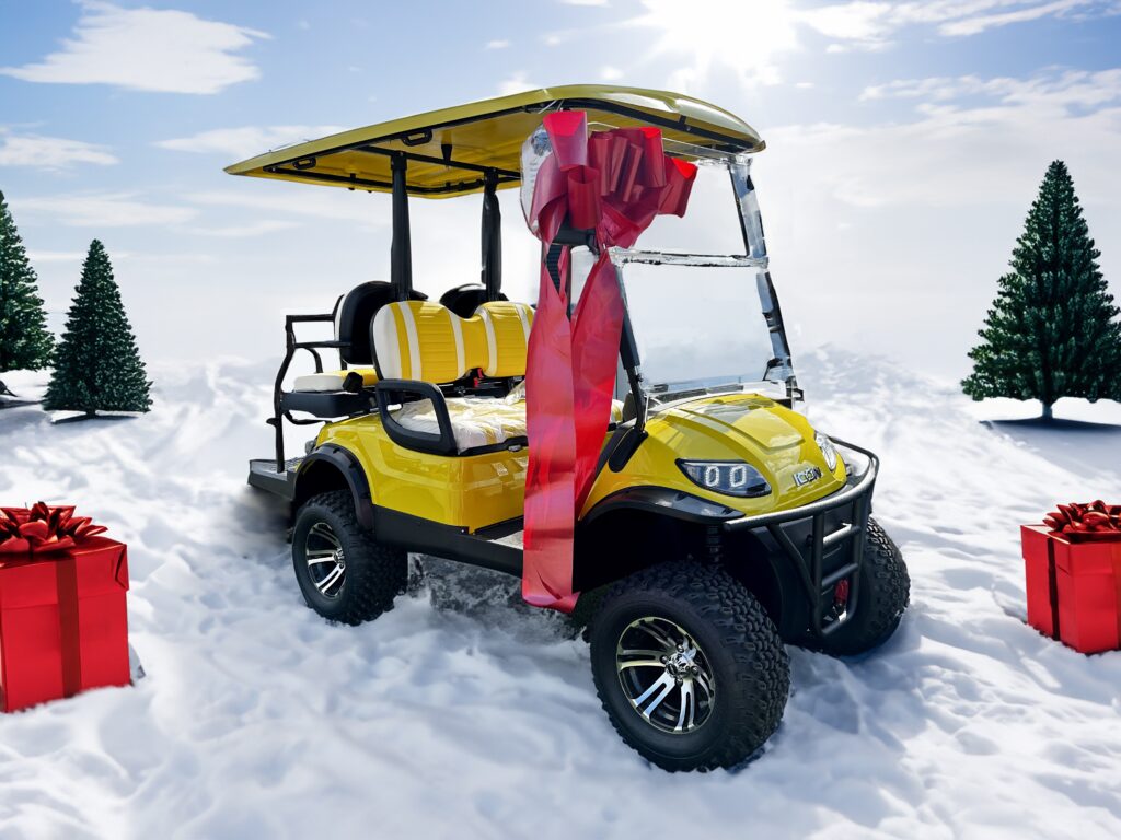 Hartville Holiday Golf Cart in snow