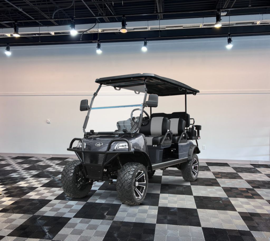 black 6 seater golf cart evolution forester 6 plus