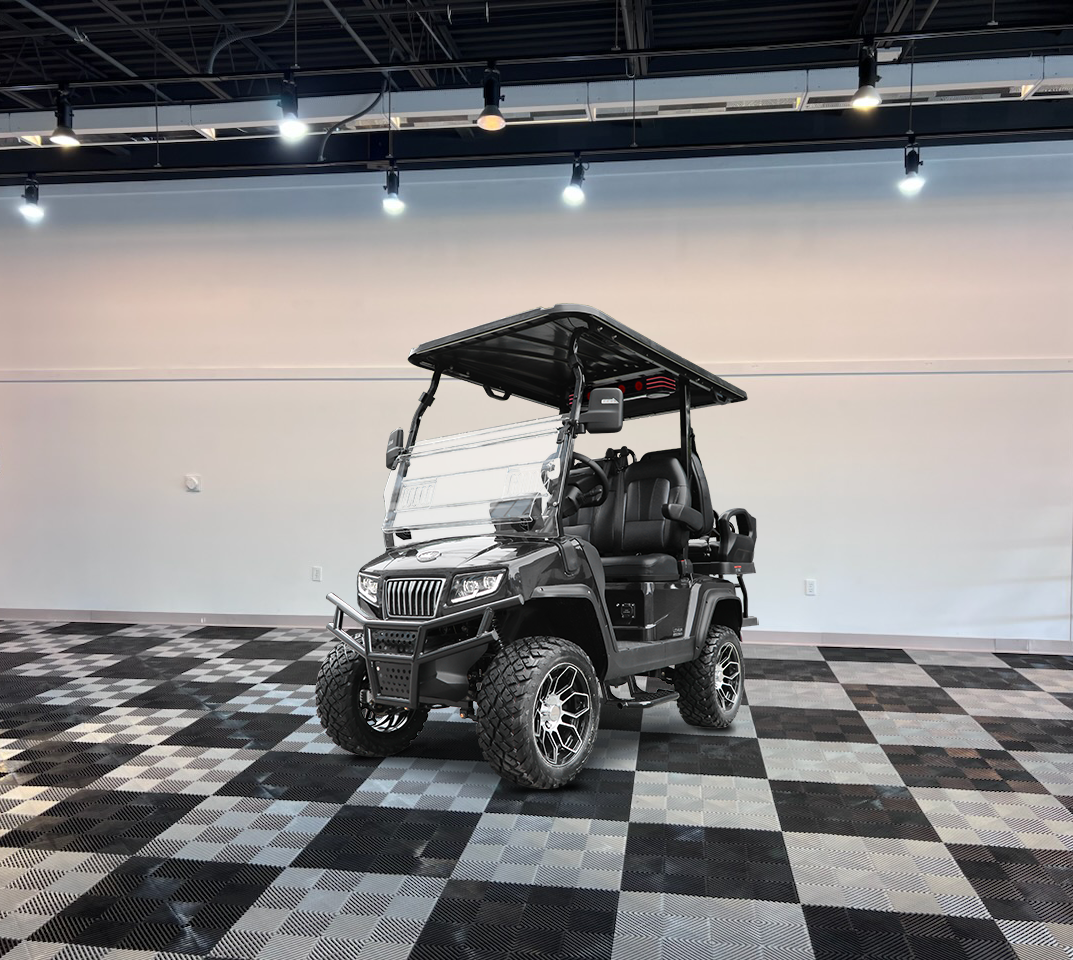 black golf cart evolution maverick 2+2 golf cart