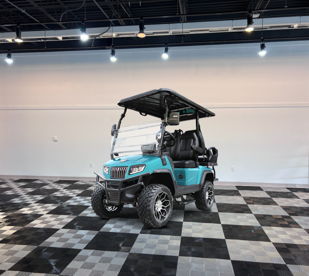 sky blue evolution maverick 2+2 golf cart