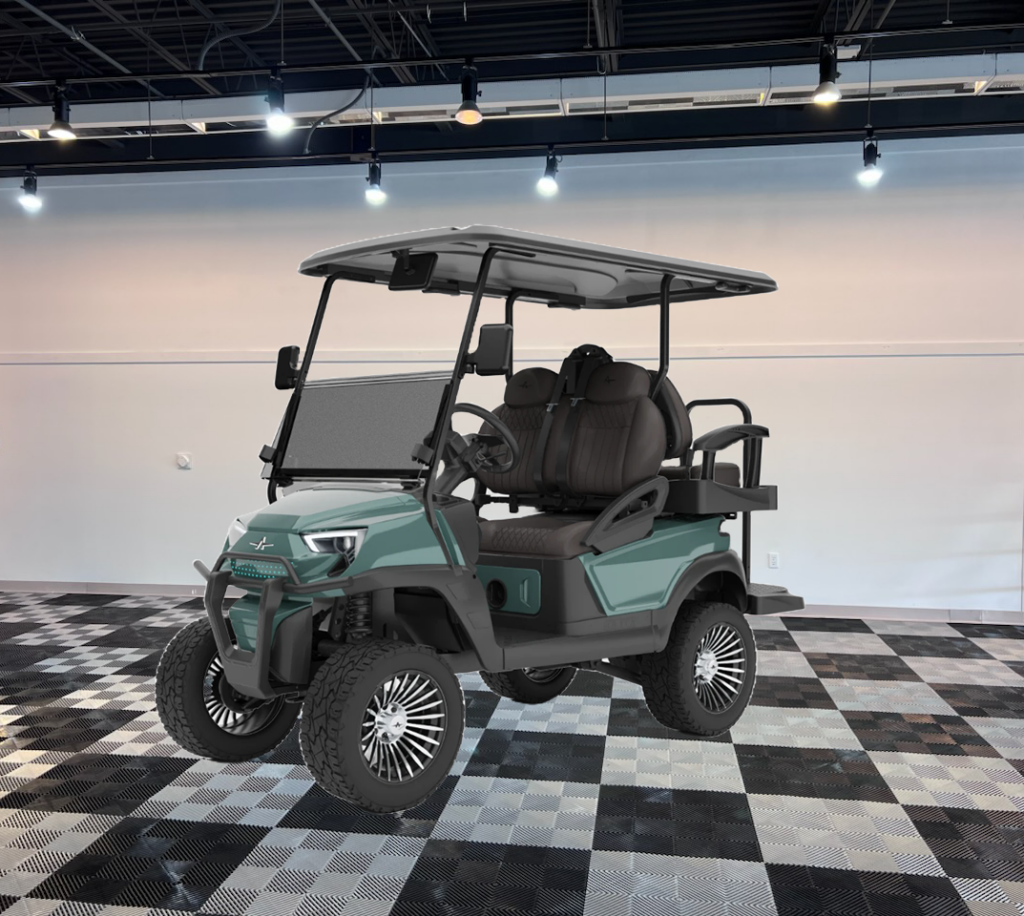 atlas 4 passenger lifted green golf cart