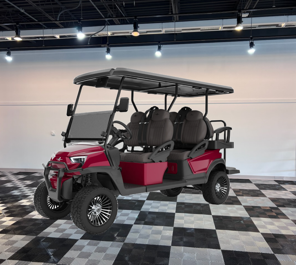 atlas lifted 6 passenger golf cart red