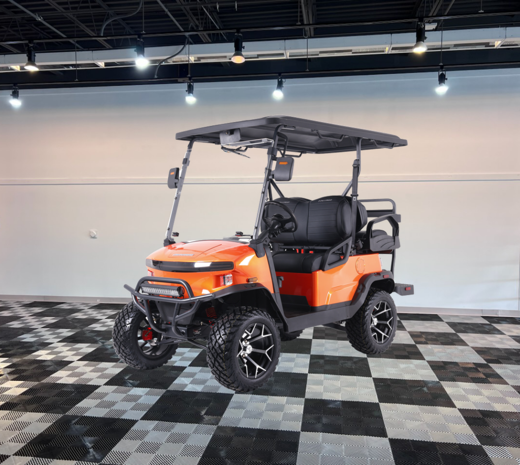 denago nomad xl lava red golf cart