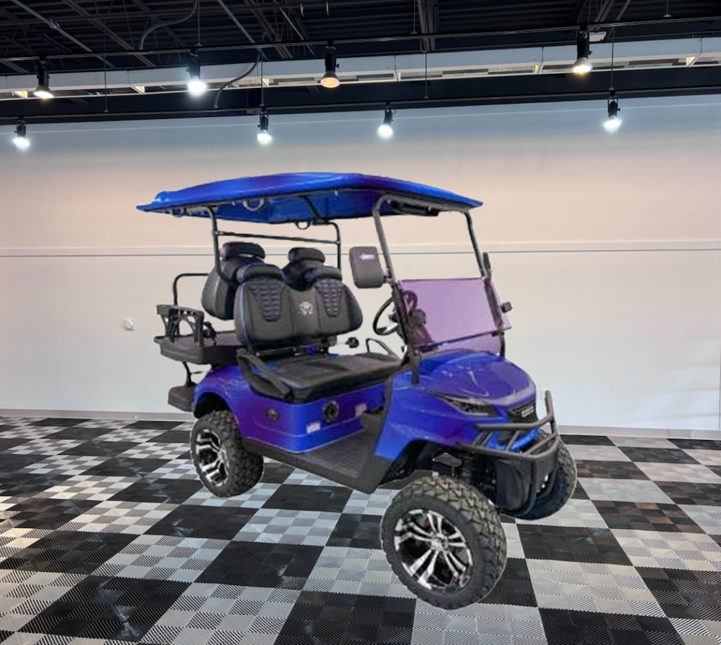 purple and blue venom strike 4 golf cart