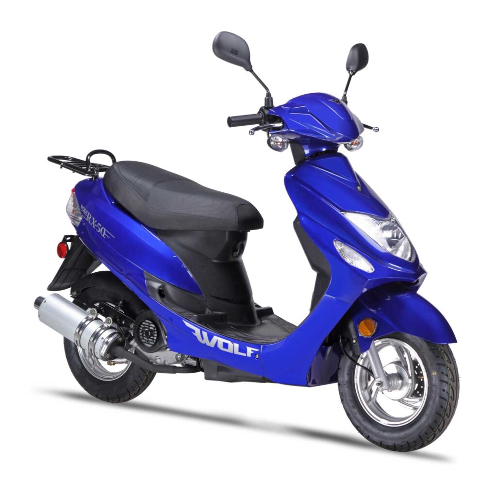 wolf rx 50cc scooter blue