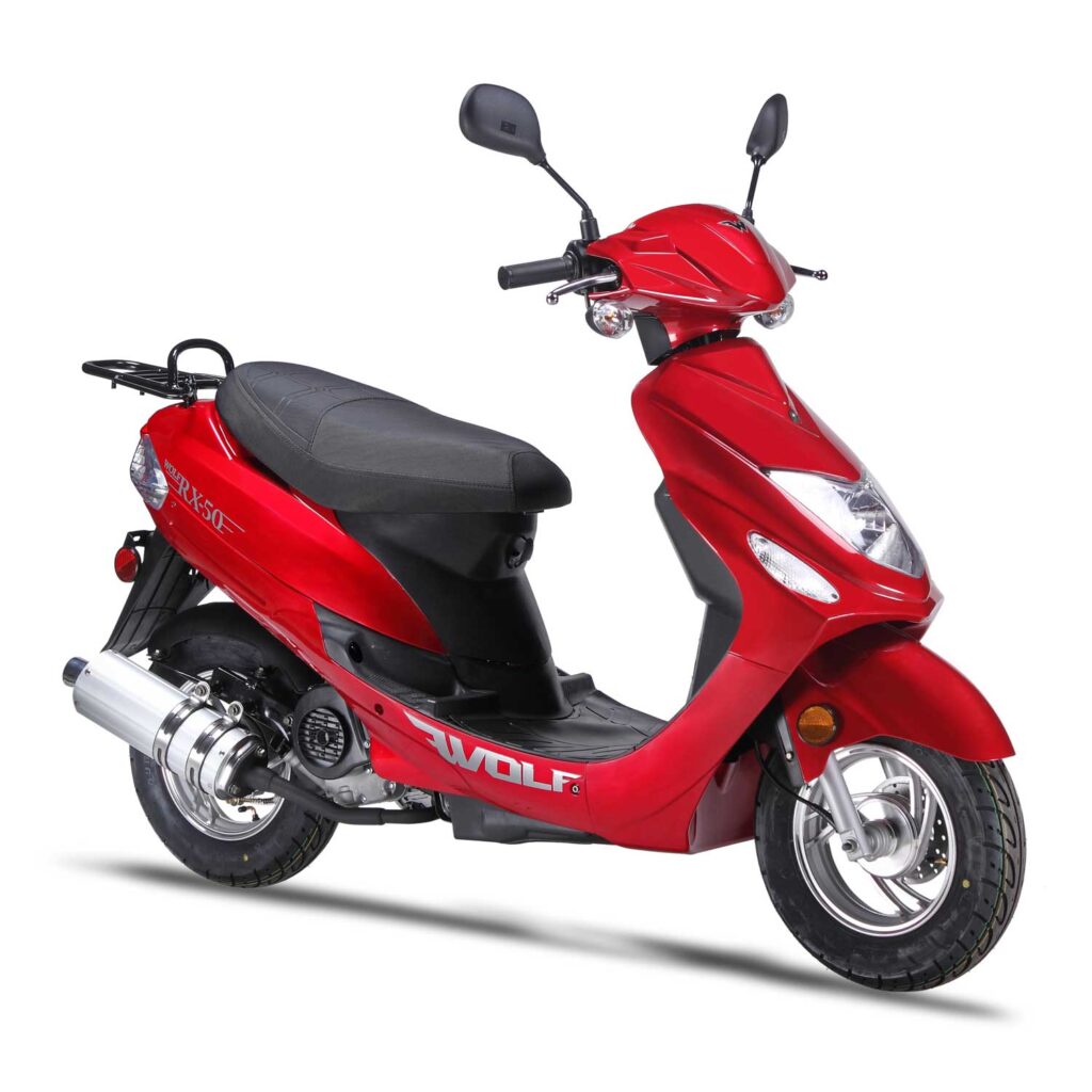 wolf rx 50cc scooter red