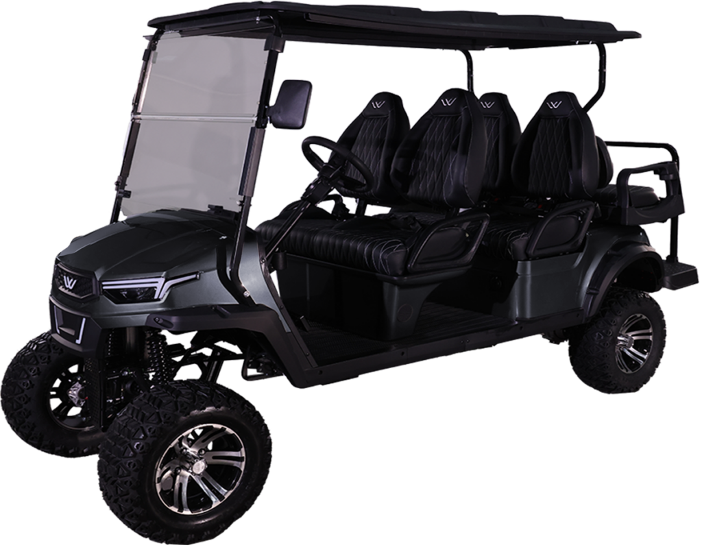 whisper w5xl golf cart matte grey 45 front left