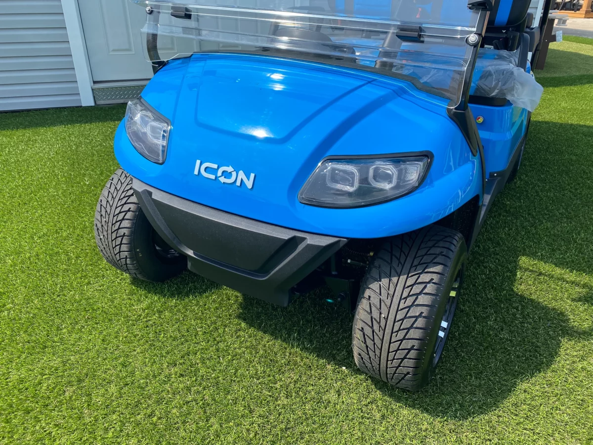 black and blue icon golf cart