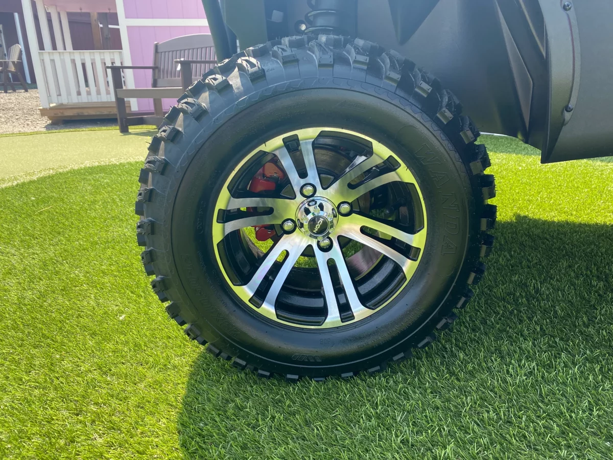 black and red golf cart tires