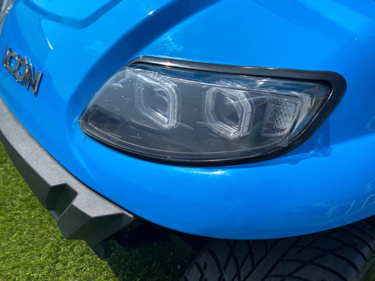 blue golf cart headlights