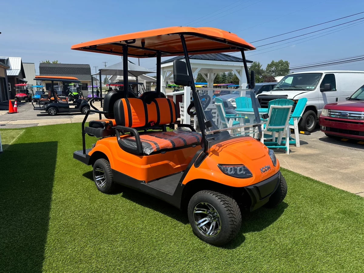 Orange Golf Cart - Icon EV I-40 - Hartville Golf Carts