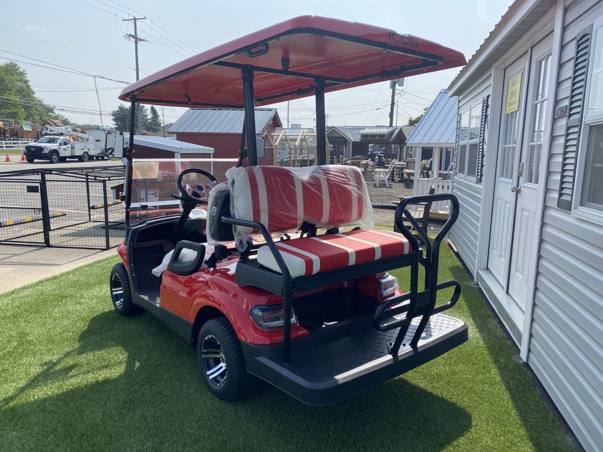 icon golf cart red and white