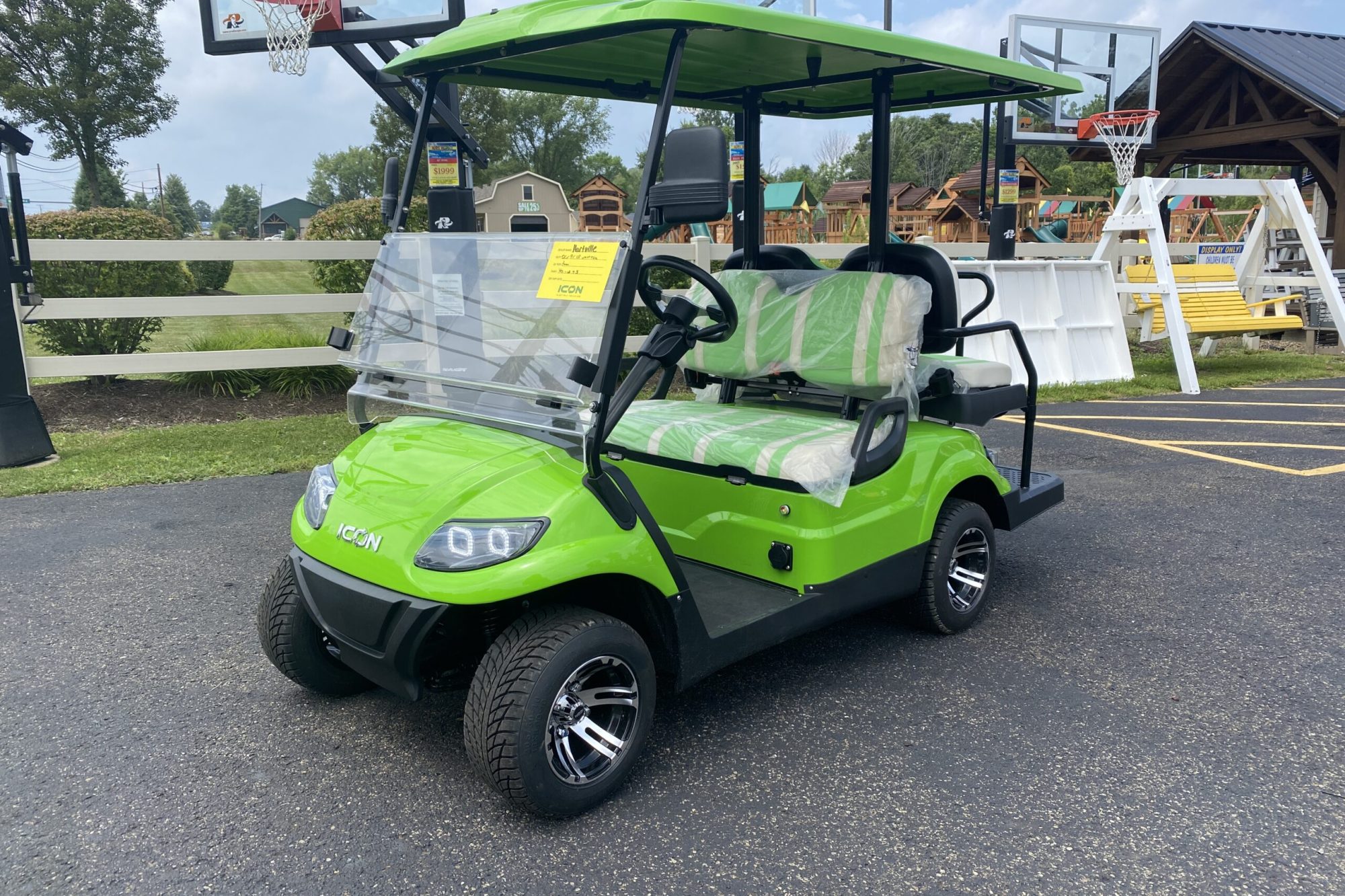 lime green golf cart