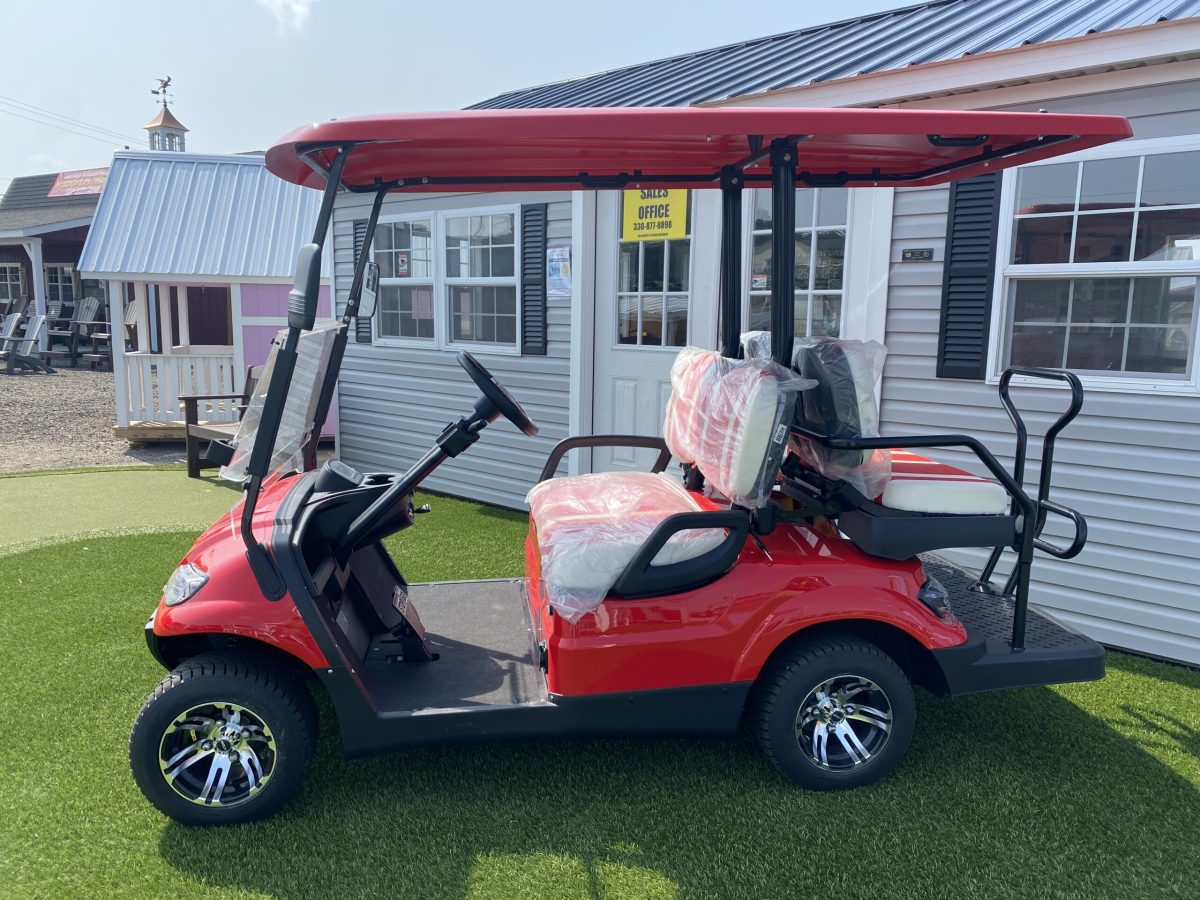 red and white golf cart for sale